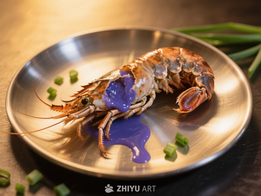 盘中蓝墨鱿鱼，点缀葱花