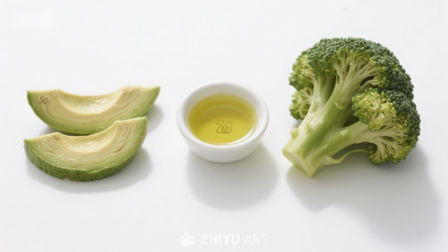 牛油果西兰花与橄榄油
