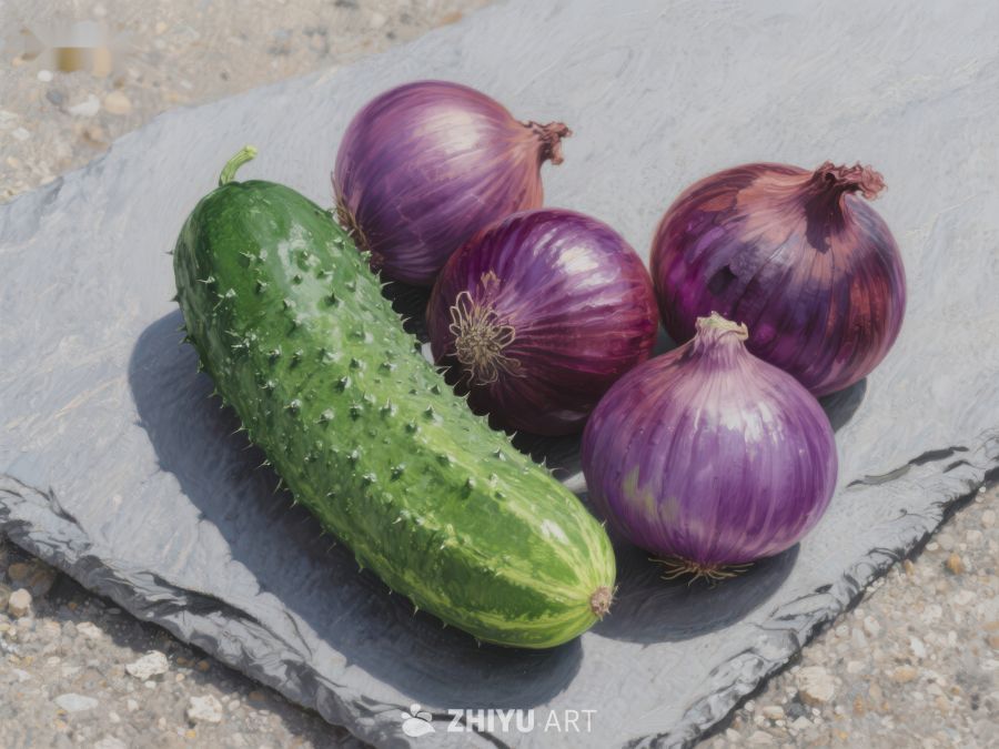 新鲜黄瓜与紫洋葱静物图 552