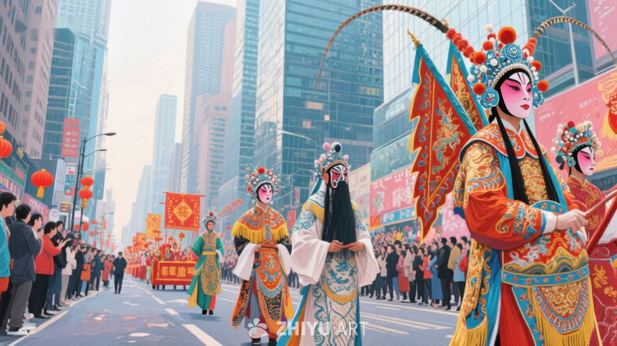城市街头的传统戏曲巡游 6