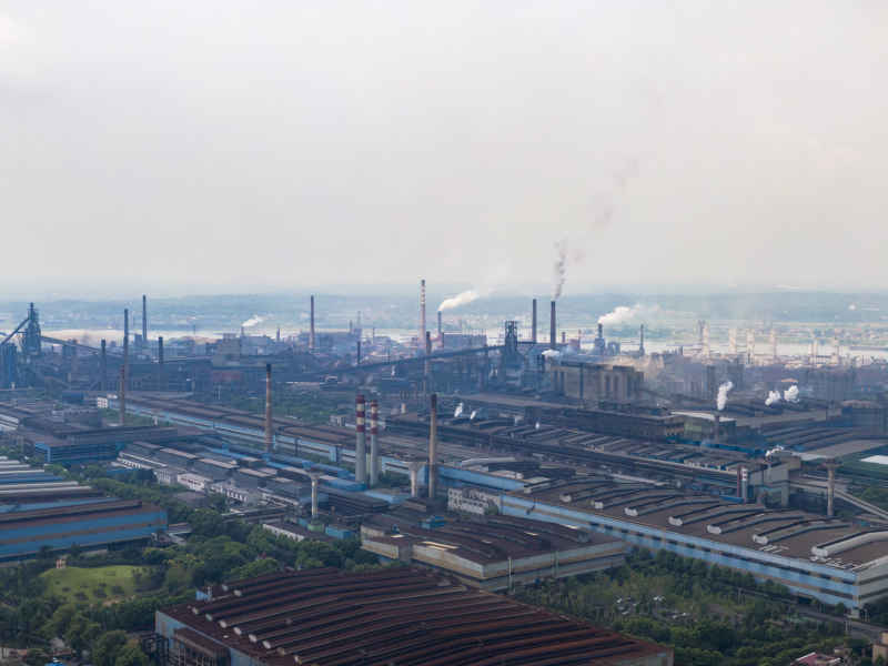 工业生产工厂湘潭钢材厂航拍摄影图