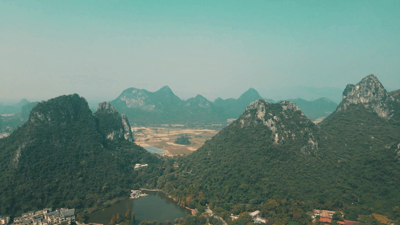 广西 桂林 城市 山水风光 航拍