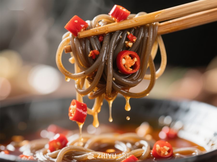 热辣酸辣粉，筷子夹起诱人美食 1297