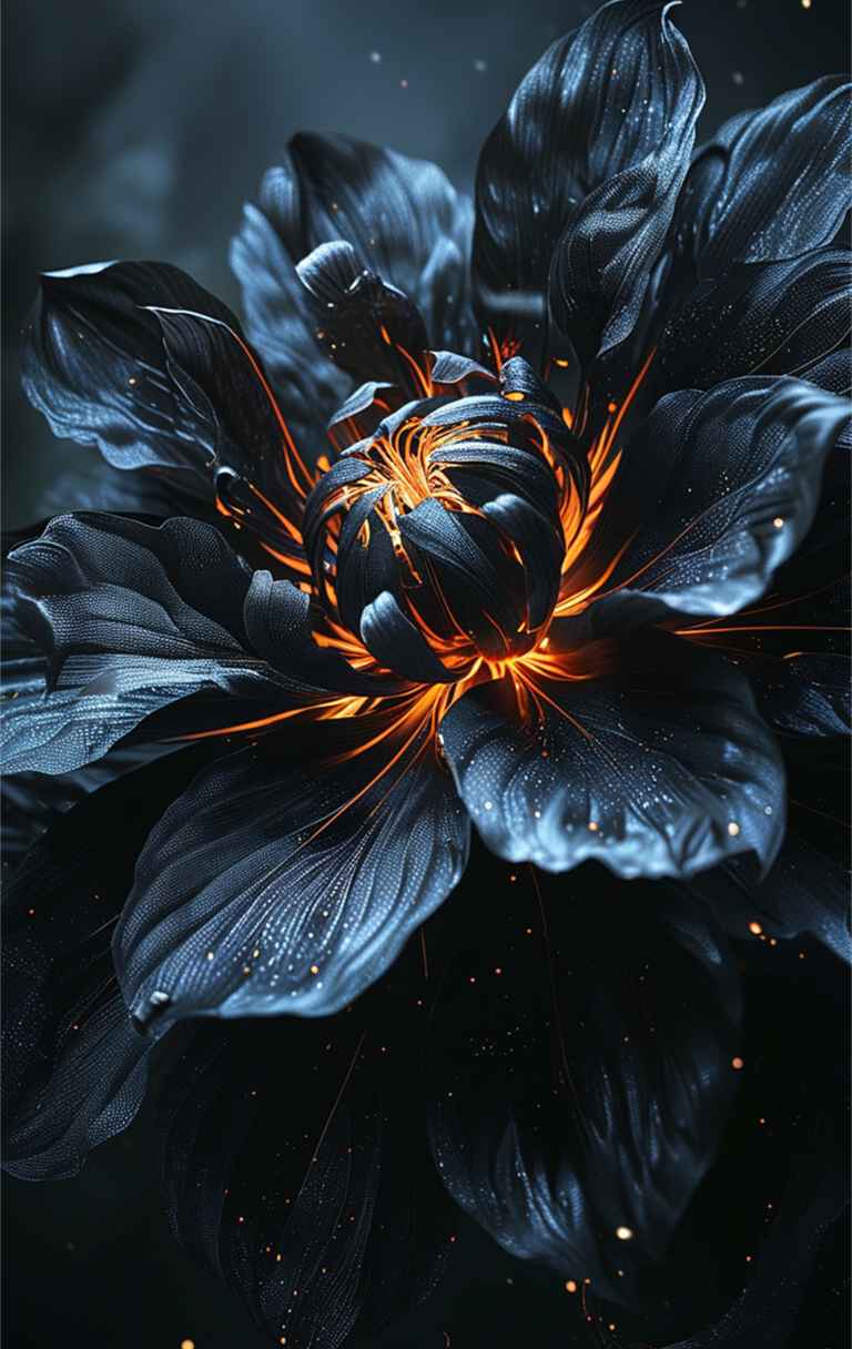 一朵黑色艺术花，花瓣散发着神秘的气息 3