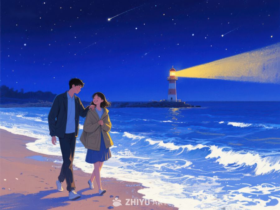 夜海边的浪漫漫步 951