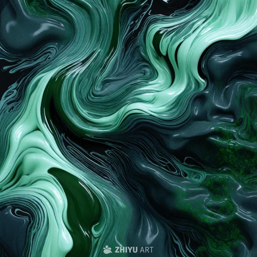 绿色液体壁纸呈现出动态的场景，经过艺术设计，形似瀑