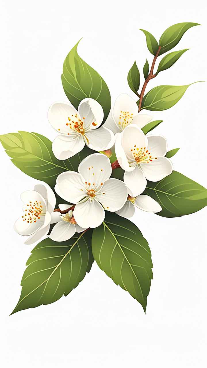 春季梨花扁平插画 6