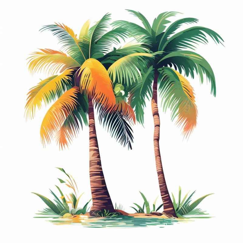 手绘简约椰子树元素插画 11