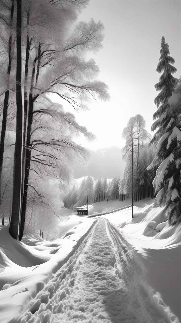 冬季背景图插画雪山雪景 39