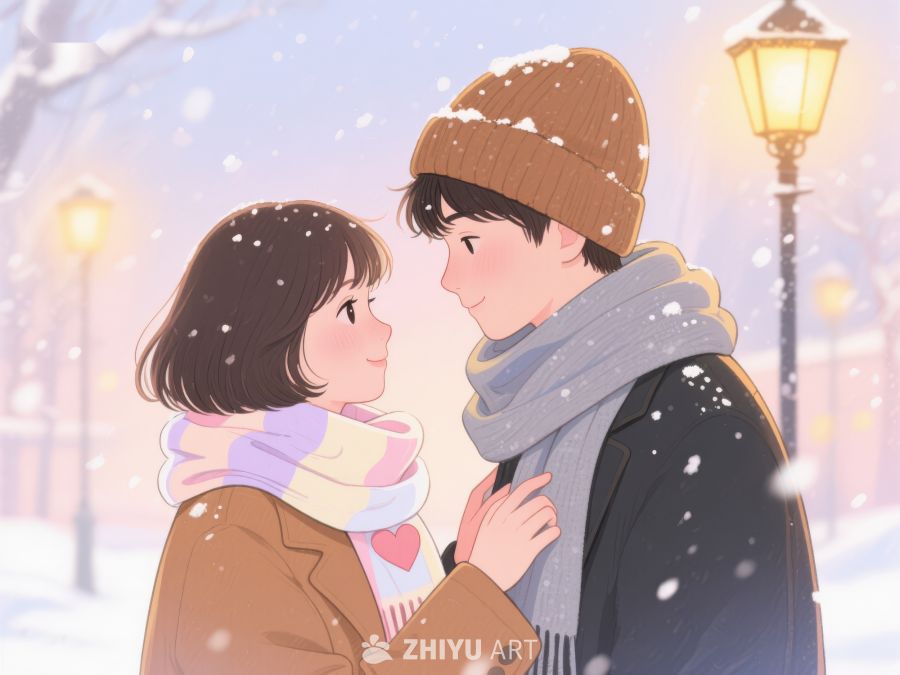 冬日雪景中的情侣温馨时刻 143