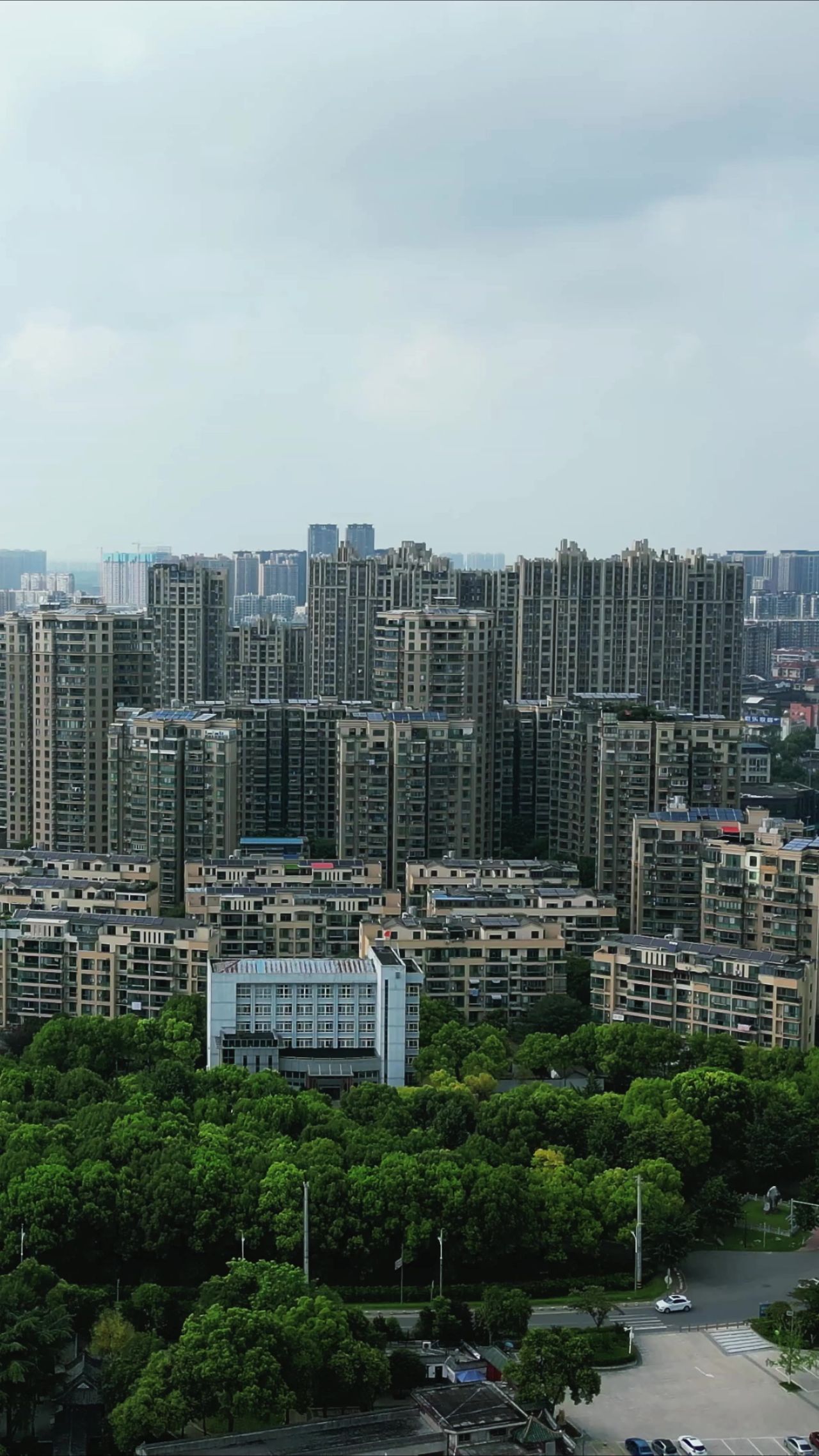 湖北荆州城市风光竖屏航拍