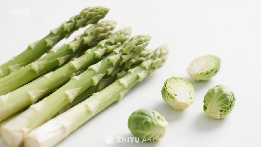 新鲜芦笋与迷你卷心菜