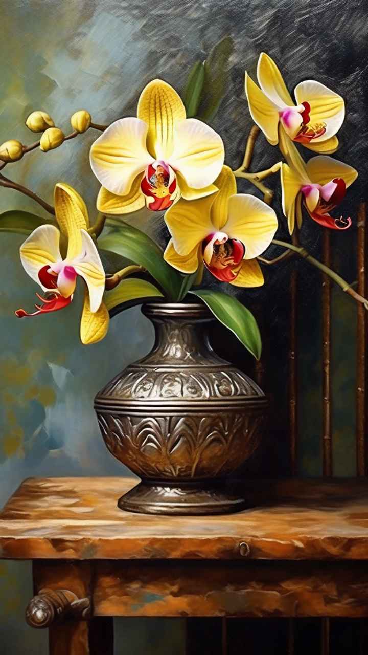 黄色兰花插画 20