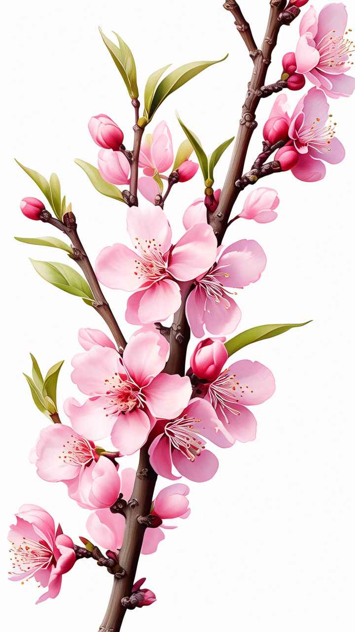 春季桃花元素插画 24