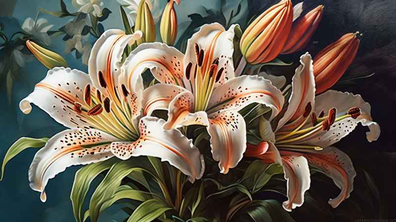 百合捧花插画平涂 23