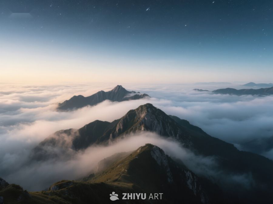 云海之上，山峰剪影 600