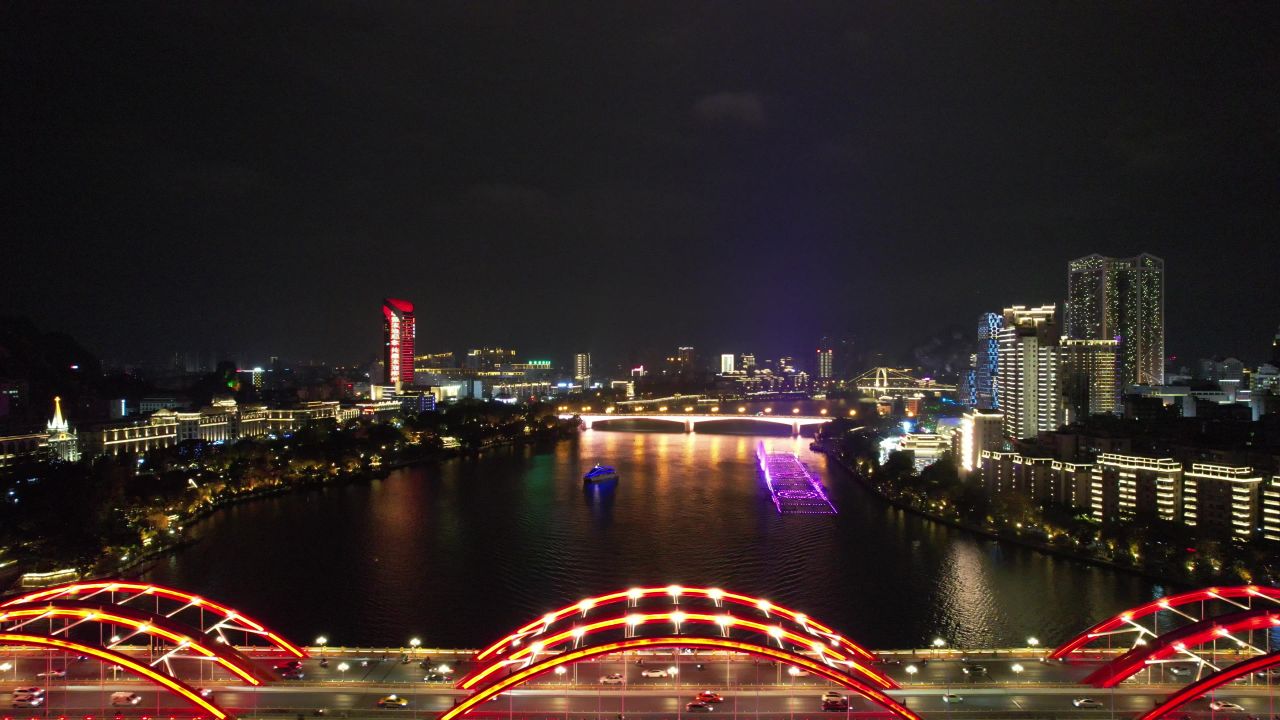 广西柳州柳江夜景文惠桥夜景灯光
