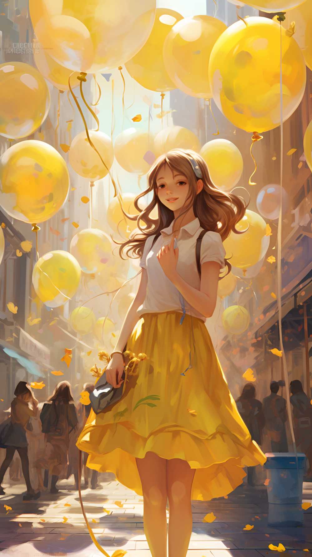 黄色背景图女插画