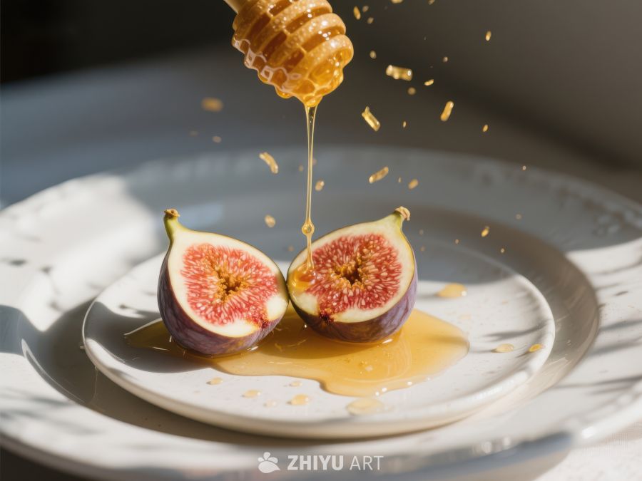 蜂蜜浇灌在切开的无花果上 175