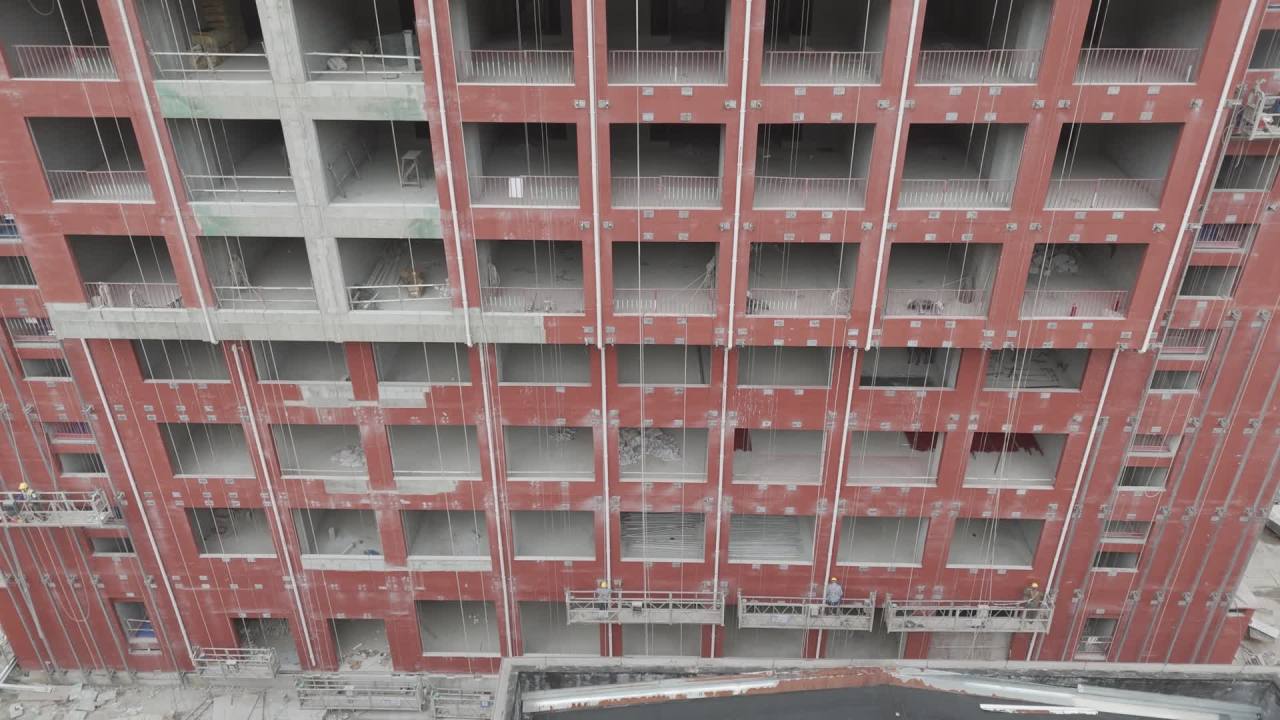 高层建筑施工现场航拍