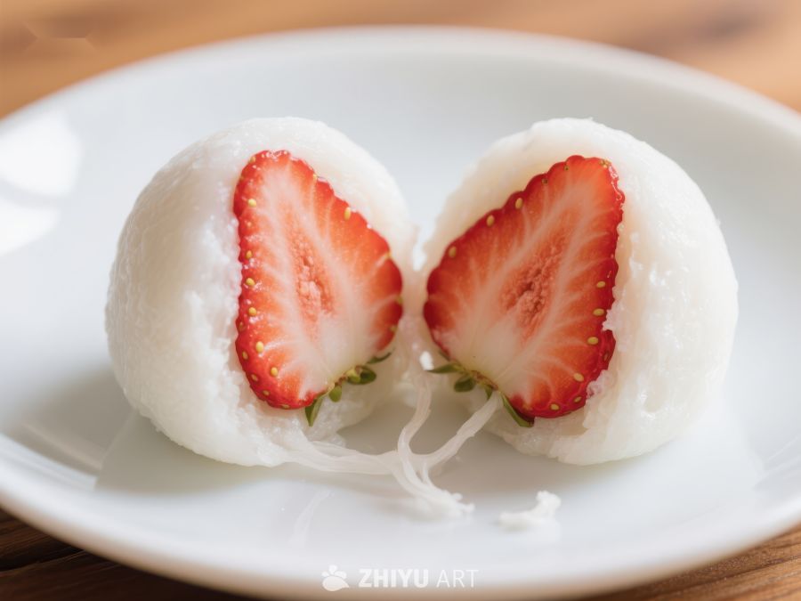 草莓大福，甜蜜的白色糯米包裹