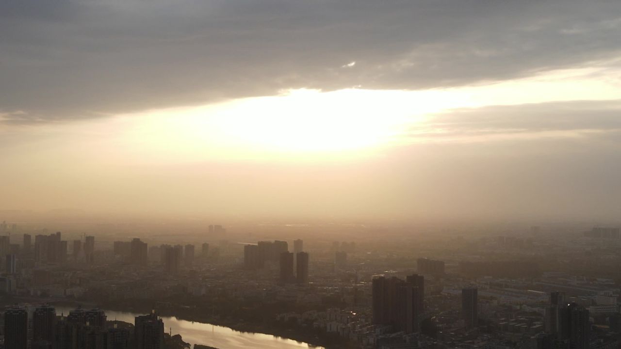 航拍德阳夕阳落日 6