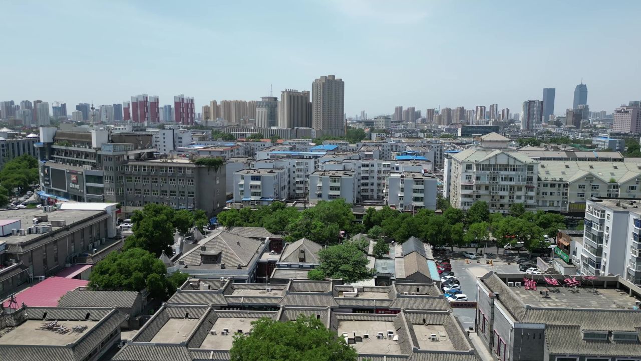 航拍河北保定城市风光