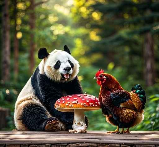 熊猫与蘑菇