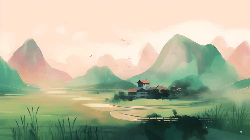 以山野为背景，怀旧意象风格