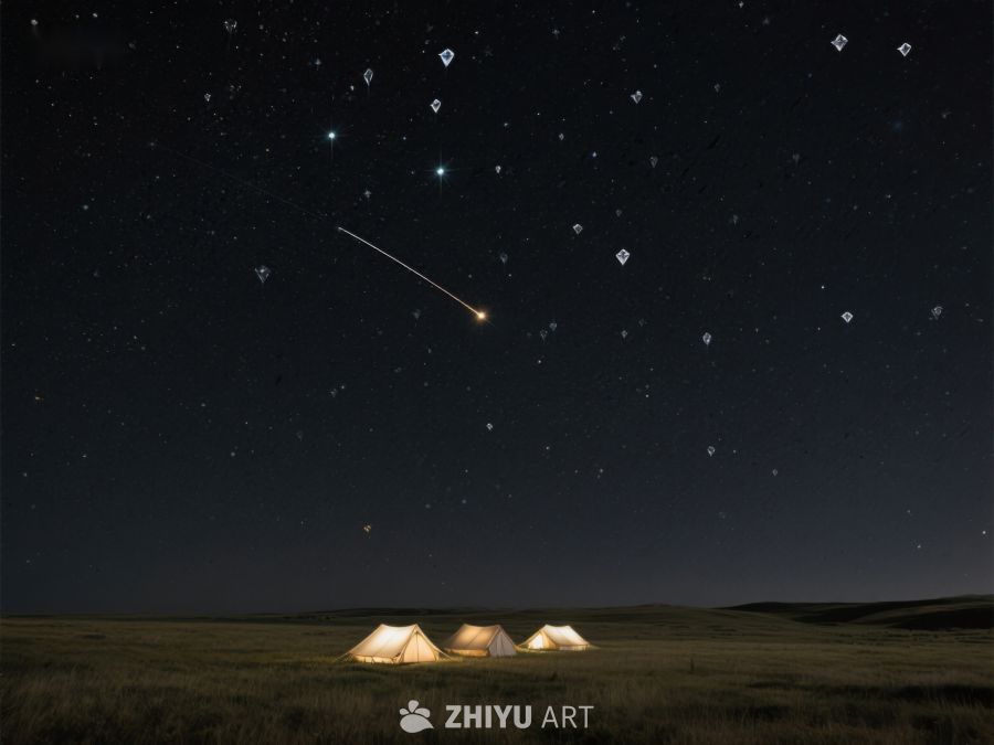 夜空流星划过，帐篷静谧草原 254