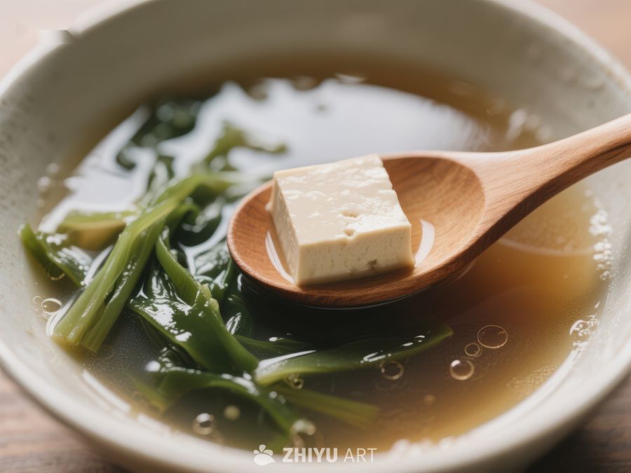 木勺舀起豆腐的清汤 150