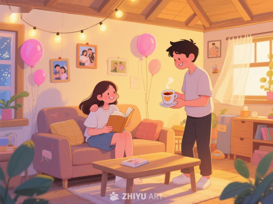 温馨客厅中的阅读时光 728