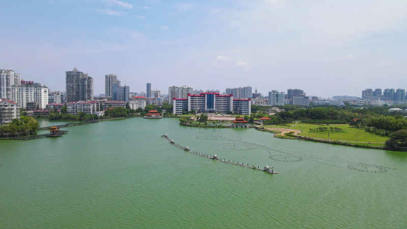  航拍湖北鄂州东洋澜湖湿地公园