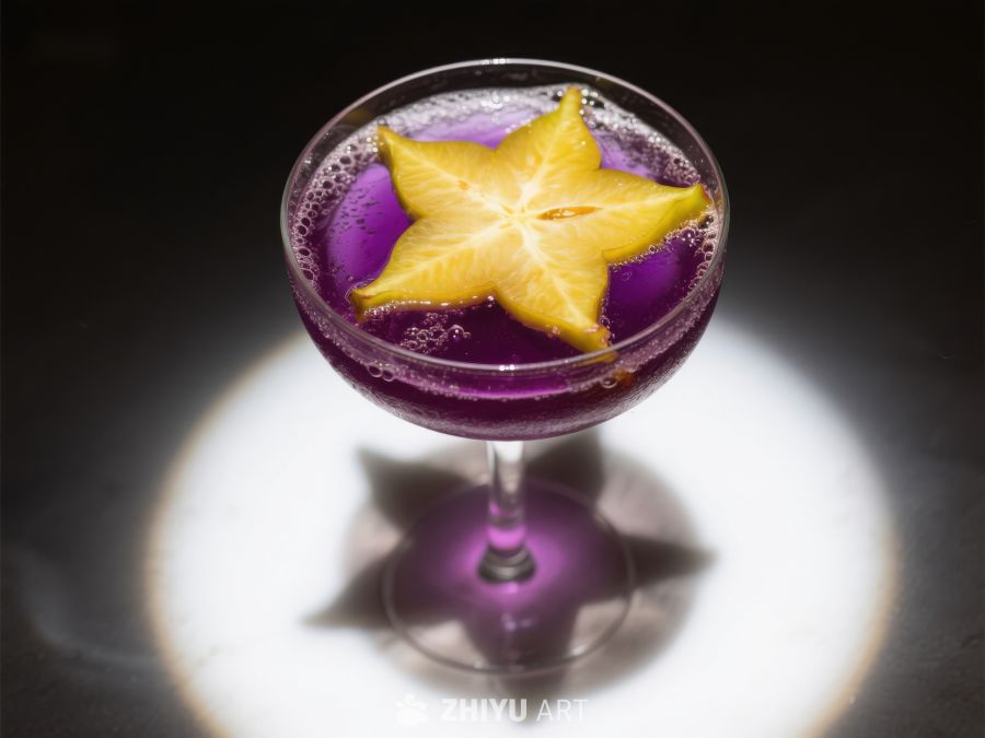 紫色鸡尾酒配杨桃装饰 813