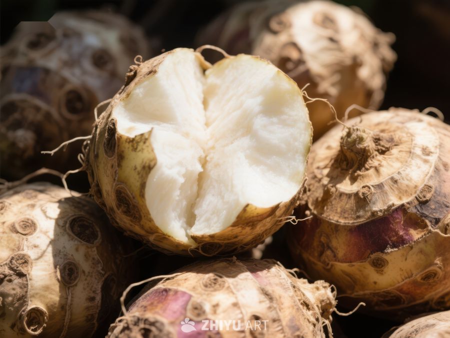 新鲜菊芋切开展示内部纹理 444