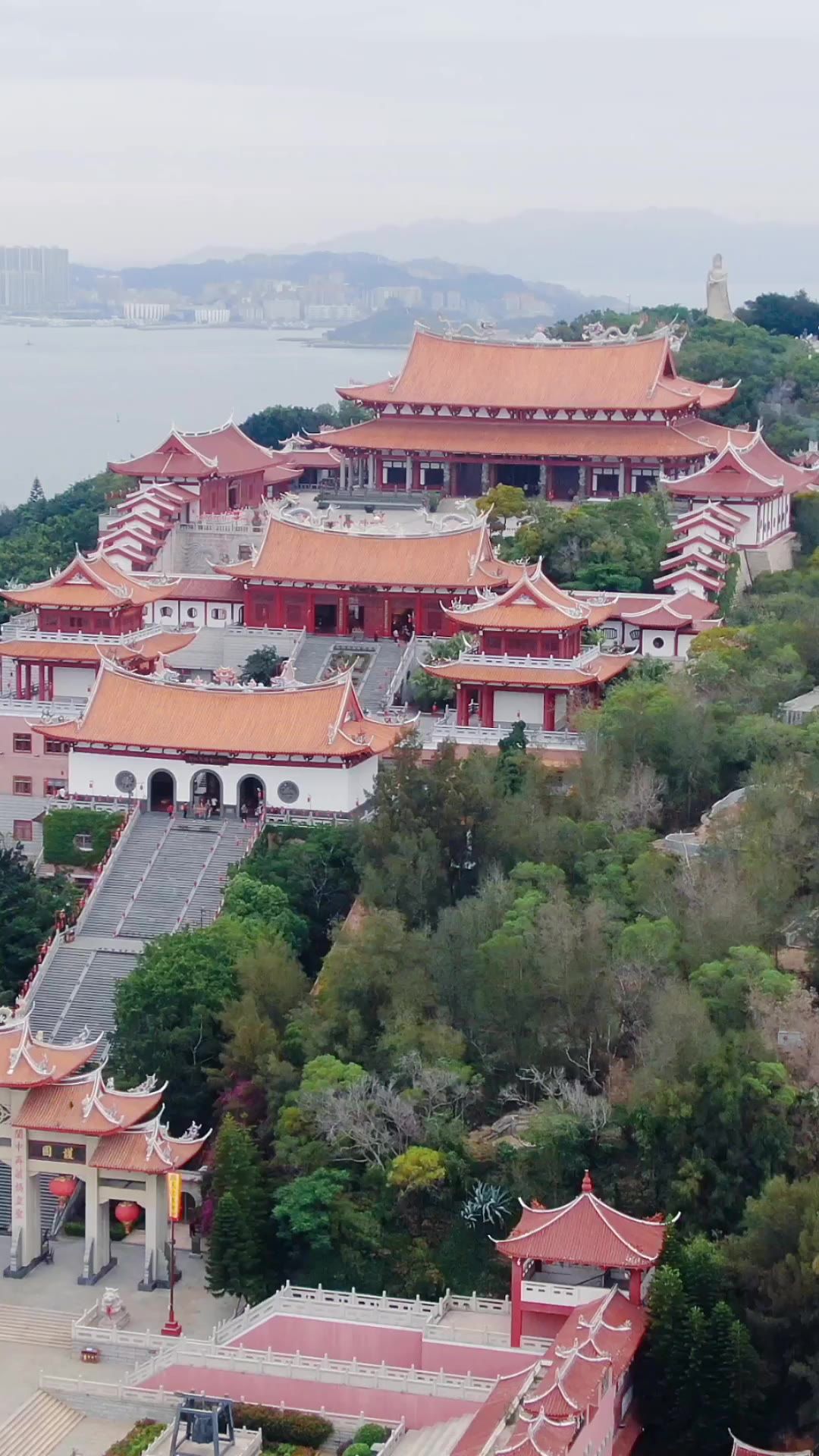 旅游景区福建莆田妈祖庙竖屏航拍