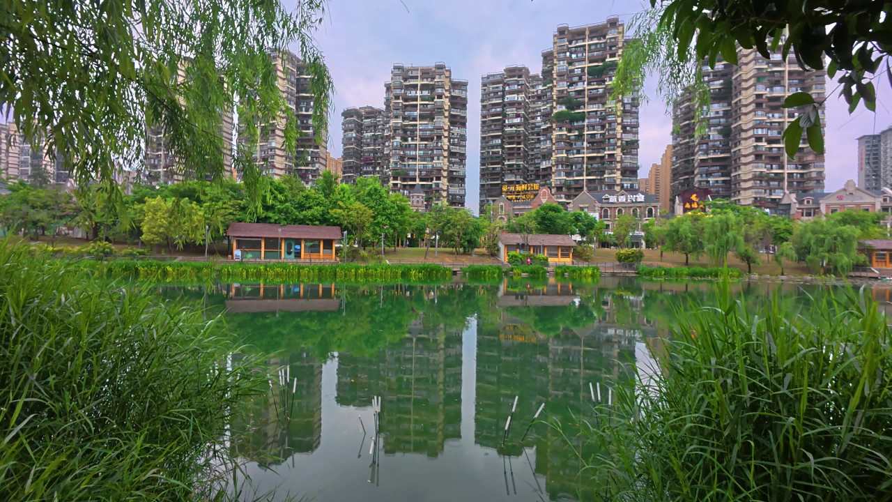 4k绿色生态城市  环境优美小区