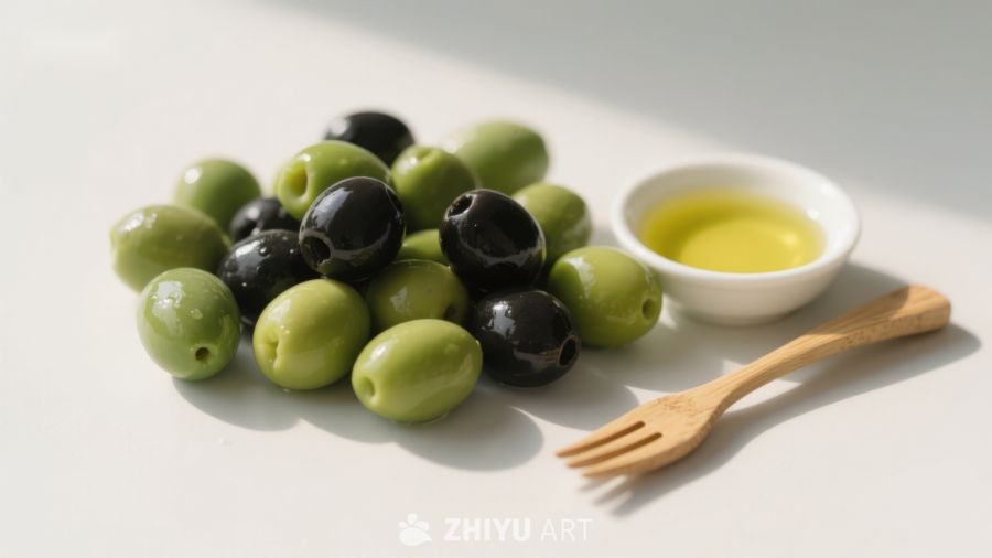 橄榄与橄榄油的静物组合 81