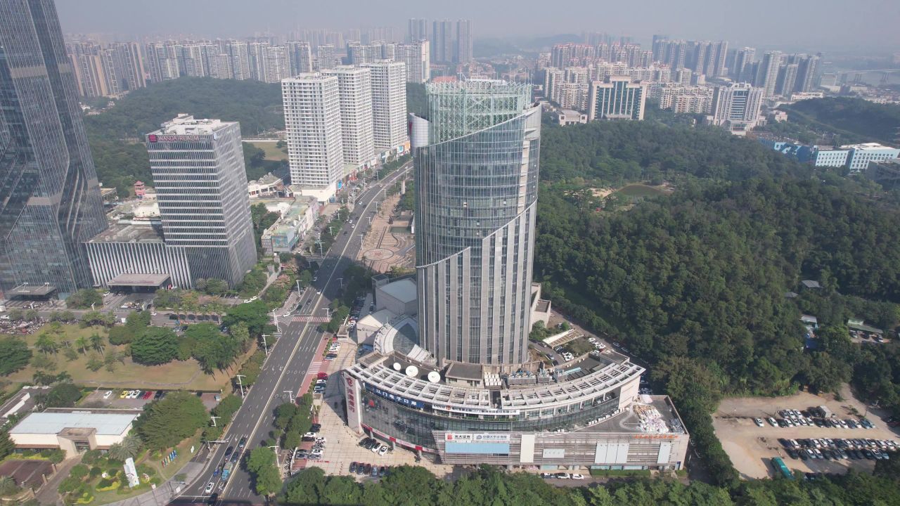 广东江门广电大楼航拍 