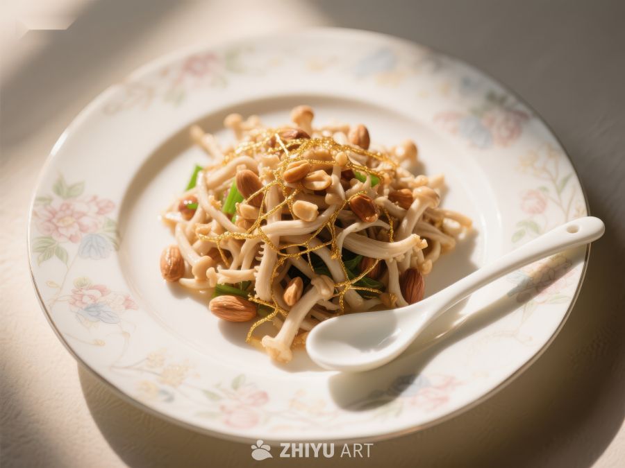 金针菇拌花生美食特写 419