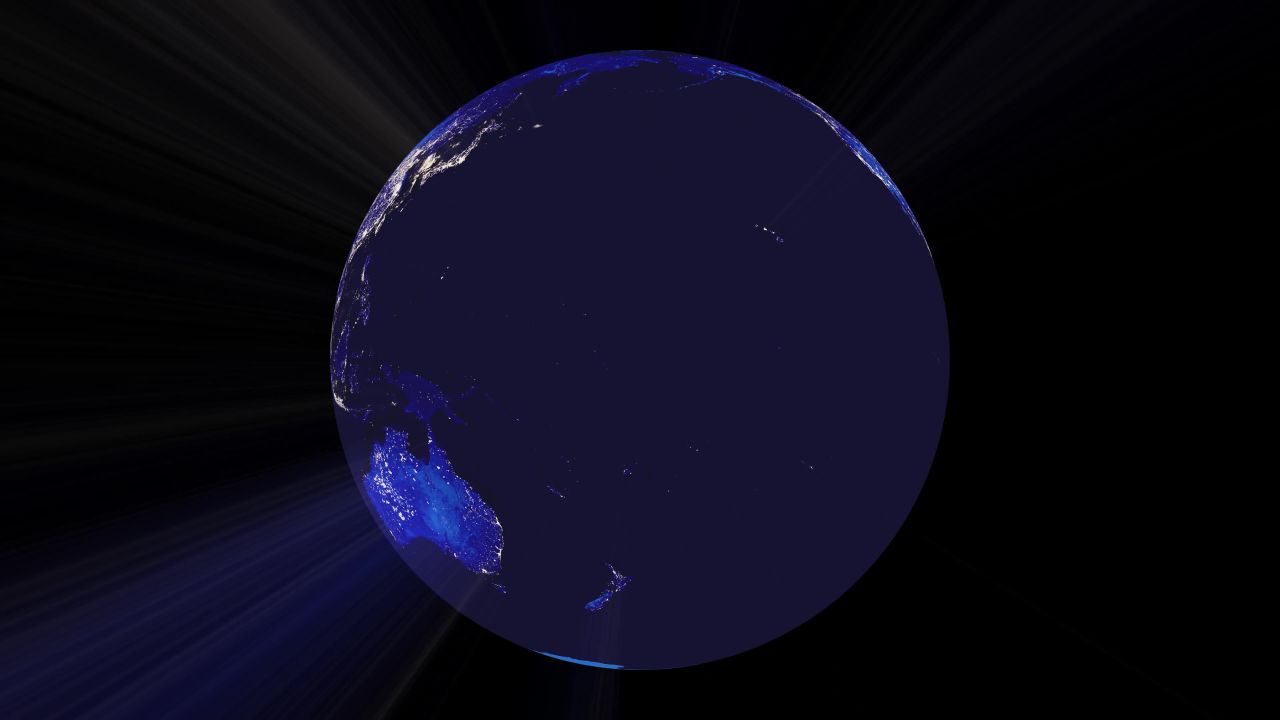 地球夜梁全球光空间时间夜间城市的灯光电力转旋转神奇大洲