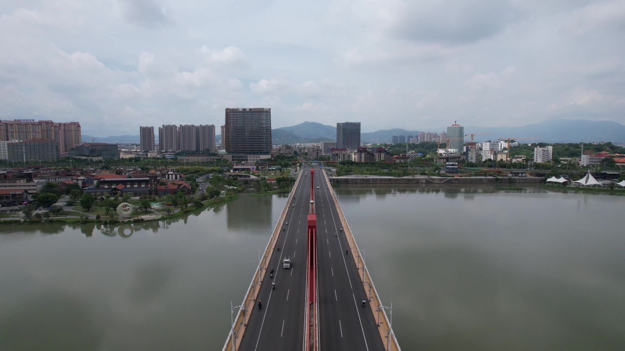 福建漳州战备大桥交通航拍