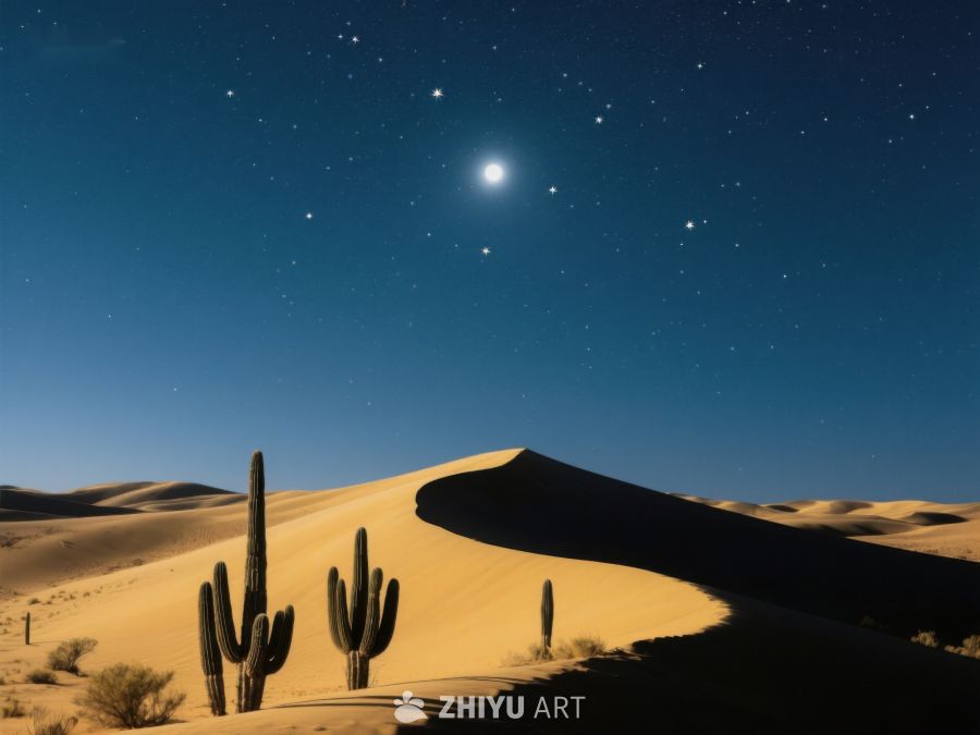 沙漠夜景：星空下的仙人掌 89