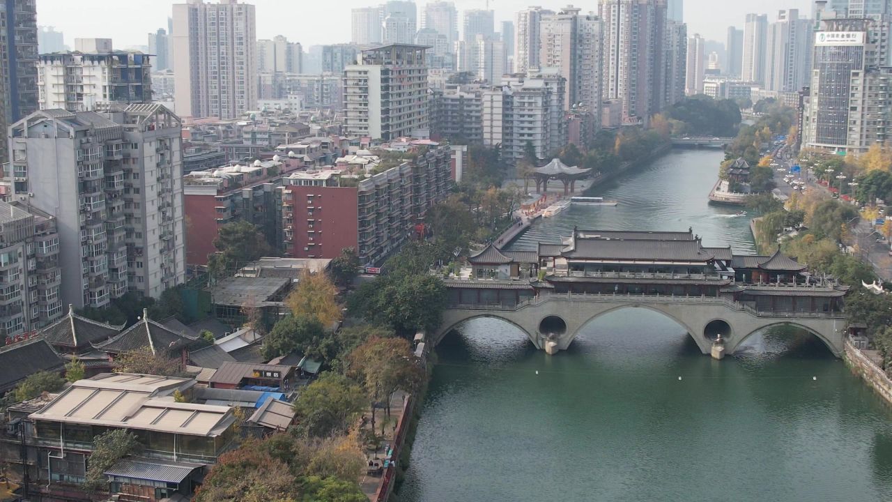 成都安顺桥地标建筑航拍