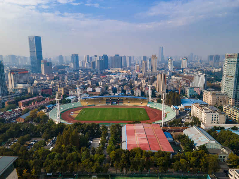 河南开封城市风光地标建筑旅游景区航拍图 