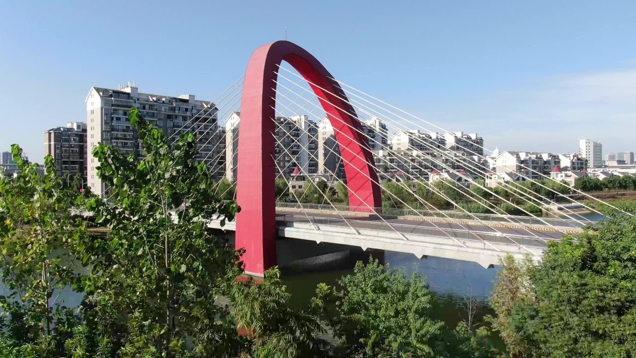 湖北咸宁城市风光地标建筑航拍  