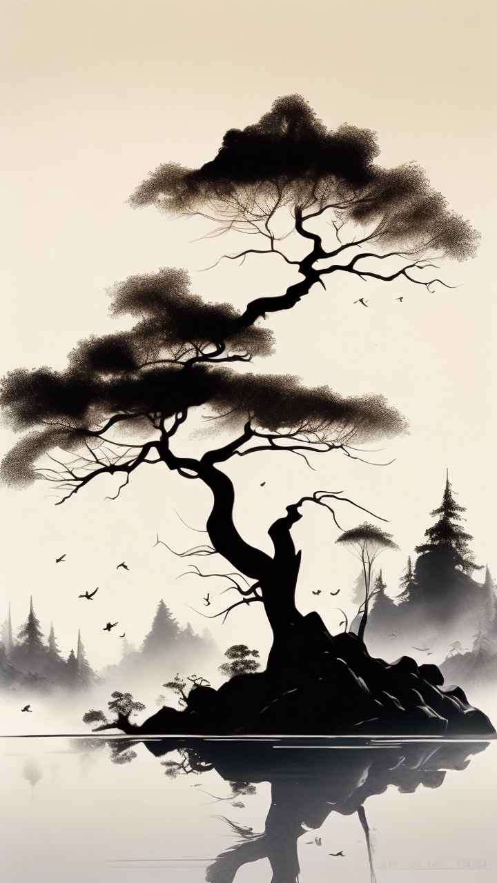古风山水画唯美背景图 74