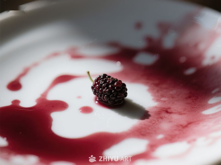 盘中桑葚与汁液的静谧之美 378