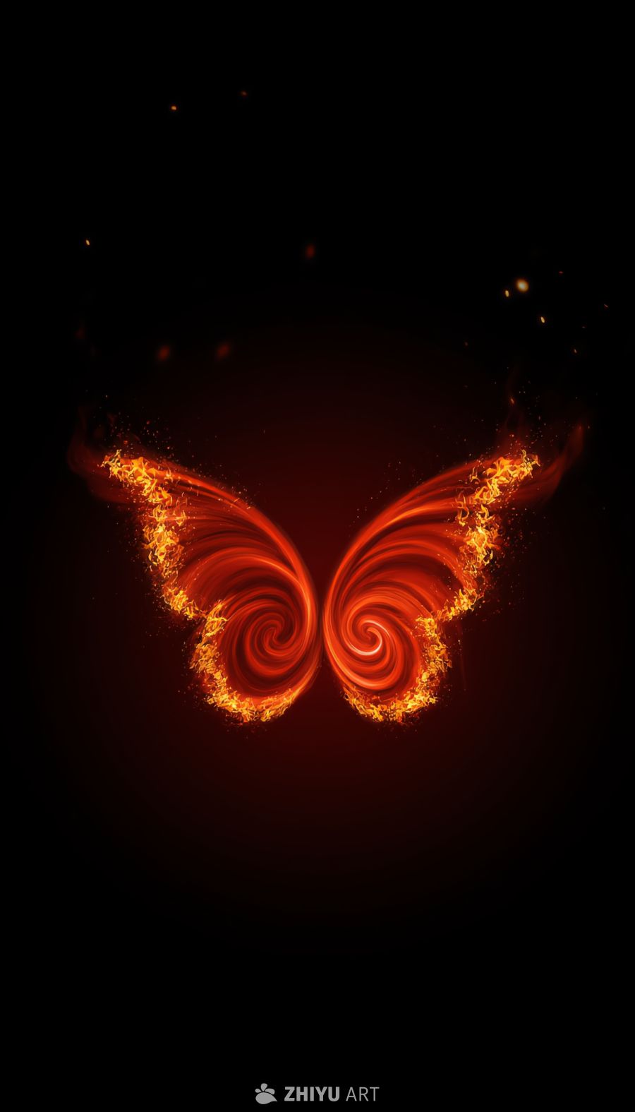  暗黑魔幻 炽热火焰蝴蝶对称装饰元素 6