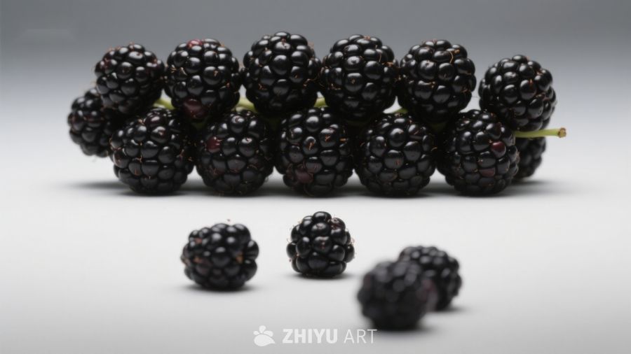 新鲜黑莓静物展示